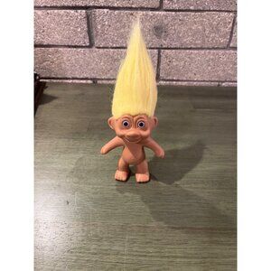 Vintage 1991 TNT Troll Doll With Yellow Hair & Purple Eyes 2.5" Tall Made In Chi